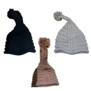 Casual Warm Hat Fashion Knit Hat Elf Woolen Hat with pompom Foldable Fall Winter