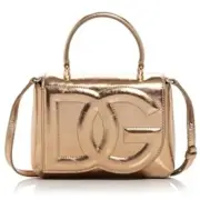 Dolce & Gabbana Embossed Logo Top Handle Crossbody Bag Size One Gold