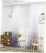 Luxshiny Gradient Sheer Curtains Door Scarf Window Drapes for Home Decor Elegant Purple Window Gauze for Living and Bedroom Soft Texture