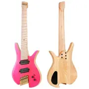 Batking Electric Headless 8 Stringed Multiscale Guitar luminous InlaysPink Color