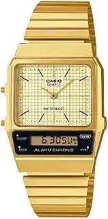 [Casio] AQ800EG-9A Vintage Style Digital Gold Strap Unisex Adult Watch, Gold Dial, 40.7 × 32.1 × 8.7 mm