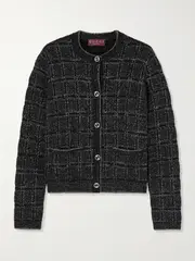 [Gucci] Gucci - Checked Metallic Jacquard-knit Wool-blend Cardigan - Black - M M Black