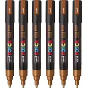 Uni Posca PC-5M Posca Poster Marker Medium Bullet Tip 2.5mm Bronze 6 Pack