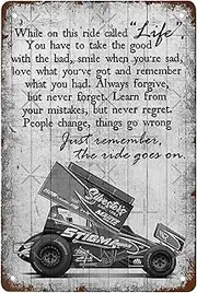 Funny Sprint Car Racing Just Remember The Ride Goes On Sprint Car Drivers Signs Wall Decor Vintage Metal Tin Sign Art Poster Fun Bar Man Cave Office Kitchen Cafe Bathroom Sign Gift 8x12 Inch