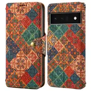 For Google Pixel 6 Pro 5G Leather Cover Floral Printing Drop-Proof Wallet Phone Case with Stand