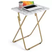 Folding TV Tray Table -Stable Tray Table with No Assembly Required, Marbling