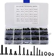 460Pcs M3 M4 M5 Hex Socket Flat Head Countersunk Screw Nut Assortment Kit - 10.9 Grade Alloy Steel Black