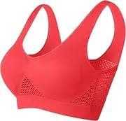 [ZRBDHGF] Plus Size Bras For Women Full Support, Wireless Front Closure Button Bra Racerback Molded No Underwire Comfort Bra