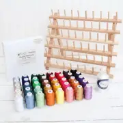 MACHINE EMBROIDERY SET: 40 COLORS POLYESTER THREAD, BOBBIN, STABILIZER, RACK