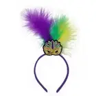 Masks Pattern Festive Mardi Gras Feather Headband Set - 10 Pack Sequin Jester Ha