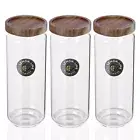 3x Lemon And Lime Woodend Glass Canister 1.4L Storage/Food Jar/Container Kitchen