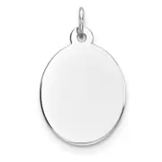 Sterling Silver Rhod-Plate Eng. Oval Polish Front/Satin Back Disc Charm