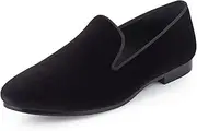 [Harpelunde] Mens Dress Shoes for Wedding Slip On Formal Velvet Loafers