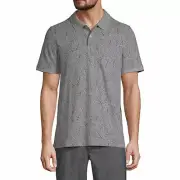 St. John's Bay Men's Short Sleeve Premium Stretch Polo Size MEDIUM Aut Gray Leaf