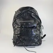 BALENCIAGA Le Cagole $2750 Men's Black/Silver Arena Leather Backpack New