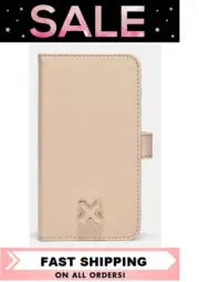 MIMCO HENDRIX FLIP CASE IPHONE 14 PRO MAX CASE COVER ALMOND ROSE GOLD RRP$129