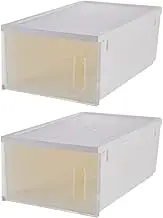 FONDOTIN 2Pcs Transparent Shoes Storage Box Capacity Plastic Organizer for Home Easy to Clean Container Space Saving Design with Visual Window for Quick Access
