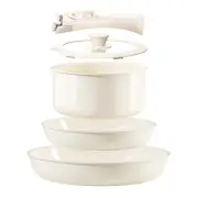 Ceramic Nonstick Cookware Set 5 Piece with Detachable Handle, Induction Dishw...