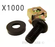 1000 Pack Lot - M6 Rack Mount Cage Nuts, Screws, & Washers - Square Clips Server