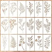 18pcs Wildflower Stencils for Painting, Leaves and Flower Stencil Reusable Botanical Floral Drawing Templates for Wood Craft Canvas Wall Art Furniture Decor