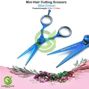 Blue Color Barber Small Shears 4.5'' For Trimming Beard Mustache Stylist Scissor