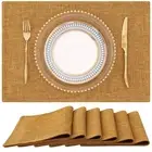 Amber Cloth Placemats Set of 6 – Cotton Linen Blend Washable Farmhouse Dining...