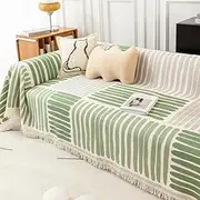 [Xiao Hua] Couch Cotton Thread Cover Sofa Covers Sofa Towel Cover for Living Room Sofa Easy Fit Washable Furniture Sofa Protector 70.87 * 133.86inch (Green)