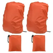 2 Pcs 40-50L Backpack Rain Covers with Drawstring Bag, L, Orange Checkered