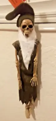 Spooky Village Dress Up Skeleton Hanging Posable Gnome 16 Inch RARE