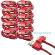 10 PCS USB SYNC DATA POWER CHARGER CABLE NEW IPAD IPHONE IPOD CLASSIC TOUCH RED