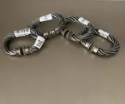 Designer Napkin Rings Twisted Cable Rope 4pc Set Industrial Modern Silver Plated