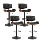 4X Artiss Kitchen Bar Stools Gas Lift Stool Chairs Swivel Barstool Leather Black