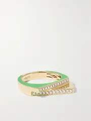 [Rainbow K] Rainbow K - Handcuff 14-karat Gold, Diamond And Enamel Ring - 4 4 Gold