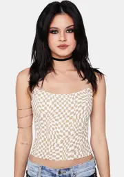 Got A Check Bustier Top
