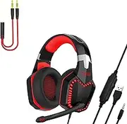 JzcsdkSIL Surround Sound Gaming Headphone with Microphone Comfortable Memory Foam Noise Cancelling Headphone