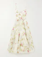 [Erdem] Erdem - Alani Asymmetric Ruffled Fil Coupé Organza Midi Dress - White - UK 10 UK 10 White