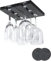 Plastic Wine Glass Rack, No Drilling Wine Glasses Holder under Shelf & Cabinet