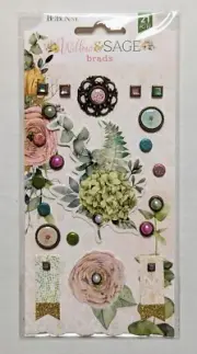 Bo Bunny Willow & Sage Scrapbooking Brads 21 Pieces