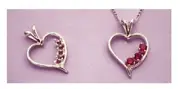 Round Triple Accented Sterling Silver Pew-Notched Heart Pendant Setting