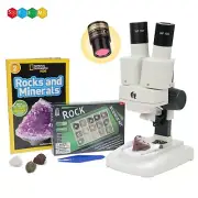 IQCREW Amscope Kids Deluxe 20-50X Portable Microscope +Camera & Rock/Mineral Kit