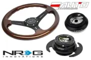 NRG 330mm Brown Wood BK Spoke Steering Wheel 1.5" DP 130H Hub Gen3 Black Release (for: Honda)