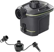 INTEX 66638E QuickFill Battery Pump: Inflates and Deflates Air Mattresses, Kayaks, Boats – Includes 3 Interrconnecting Nozzles – Sleek and Compact Design – 420 L/Min Air Flow – Indoor and Outdoor Use