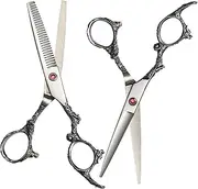 VICASKY 2pcs Stainless Steel Haircut Scissors for Home and Salon Use Professional Barber Shears with Comfortable Grip for Cutting and Layering