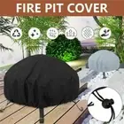 Outdoor Round Fire Pit Cover Garden BBQ Grill Bucket Waterproof Sun Protection
