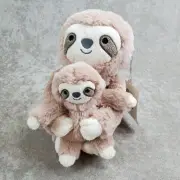 Cloud Island Sloth Mom & Baby Set Rattle Plush Lovey Target 16"