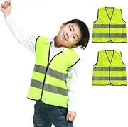 2 PcsSafety Vest High Visibility Reflective Vest High Vis Construction Vest with Elastic Waistband,High Vis Jacket with Reflective Strips for Outdoor