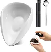 TNTAIAHL Coffee Bean Dosing Cup, Ceramic Measuring Cups and Spray Bottle Set for Espresso, Coffee Bean Container, Weigh Tray is Coffee Bar Accessorie for Coffee Lovers (White)