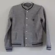NWT Bonpoint Boys Gray Wool Cardigan Bomber Jacket Snap Front 12