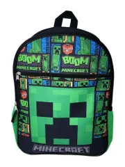Minecraft Collage 16" Creepers Theme Kids Backpack
