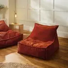 Cadence & Co. Wilde Ribbed Luxe Fleece Bean Bag Lounge Cover Rust Red